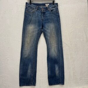 H&M Boyfriend Jeans Womens 27 Blue Loose Waist Loose Leg Medium Wash Button Fly